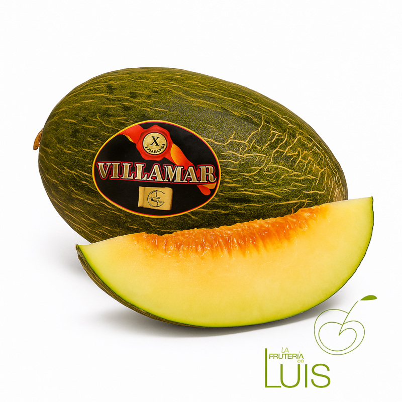 Melón piel de sapo entero y cortado, fresco y jugoso